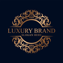 Vintage luxury brand ornamental logo with floral ornament