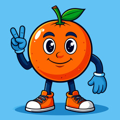 Cartoon orange fruit mascot character in funny and cute style. Perfect for stickers, t-shirt design, and summer illustration
