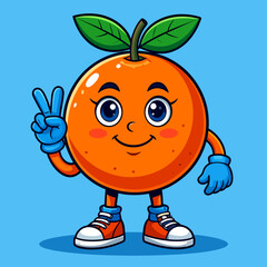 Cartoon orange fruit mascot character in funny and cute style. Perfect for stickers, t-shirt design, and summer illustration
