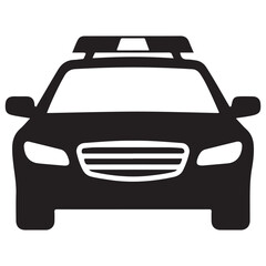 Black Silhouette Police Car Illustration with White Details