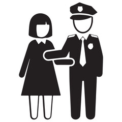 Obraz premium Arrest Icon: Policeman with Hand on Shoulder Black and White