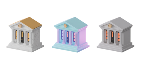 Stylized Bank Buildings Financial Institution Icons
