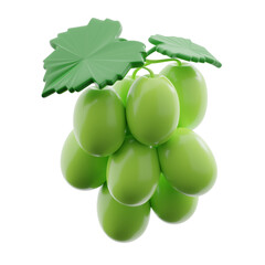 Green grapes 3d illustration