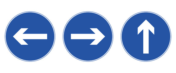 Turn Left, Turn Right, and Go Straight  UAE Road Sign Vector Pack