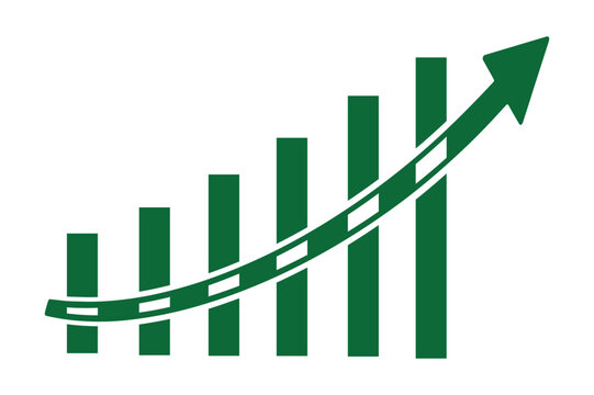 Green upward trend graph showing progress and positive growth development