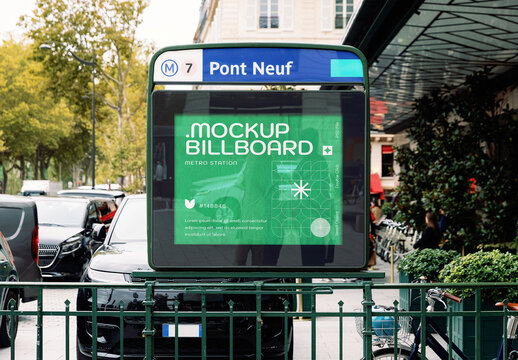Metro Station Billboard Urban Mockup
