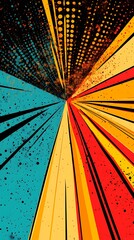 Vibrant abstract explosion of colors radiating from a central point with a retro digital feel