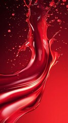 Dynamic red liquid splash capturing motion and energy in a vibrant abstract fluid art