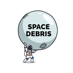 Astronaut holding massive space debris