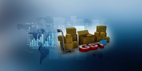 3d rendering Cardboard boxes with GST