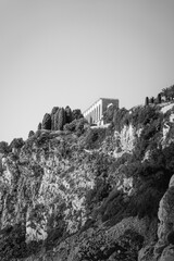 Mediterranean palace view from below cliff