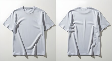 Plantilla de camiseta blanca en blanco para hombres, desde dos lados, forma natural en maniqu&iacute; invisible, para su maqueta de dise&ntilde;o para impresi&oacute;n, aislada en fondo blanco.