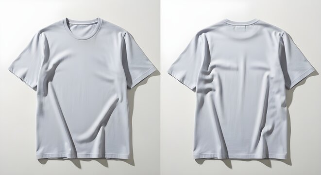 Plantilla de camiseta blanca en blanco para hombres, desde dos lados, forma natural en maniqu&iacute; invisible, para su maqueta de dise&ntilde;o para impresi&oacute;n, aislada en fondo blanco.