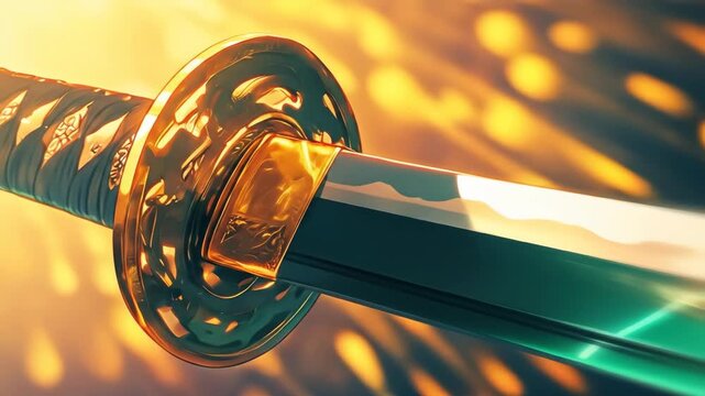 Animation of the movement of the glittering katana sword, Anime style