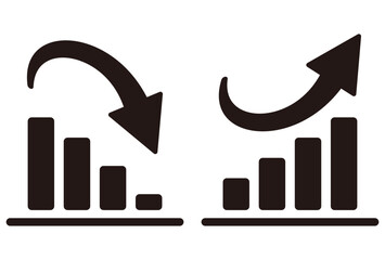 株価が上昇・下落するアイコン素材セット