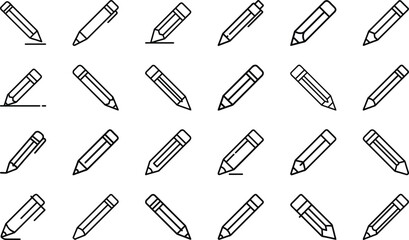 Education and School Icon Set – Learning Tools, Stationery, Classroom Equipment, Online Study, Teacher and Student Supplies, University and College Outline Symbols for Education, Learning, and Academi