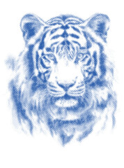 Animal tiger vector halftone screen dot gradient round shape ready vector editable file