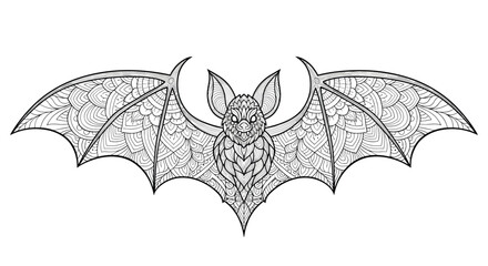 Detailed Bat Illustration with Intricate Wing Patterns.