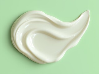 Cosmetic cream texture smear on green background