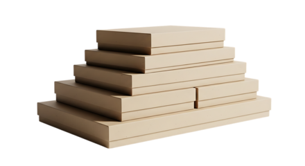 Stack of cardboard boxes isolated on transparent background, ready for shipping