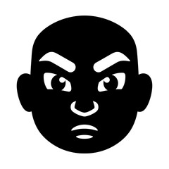 Black Silhouette of Expressive Bald Head with White Details