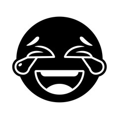 Black Crying Laughing Emoji Icon on White Background Vector