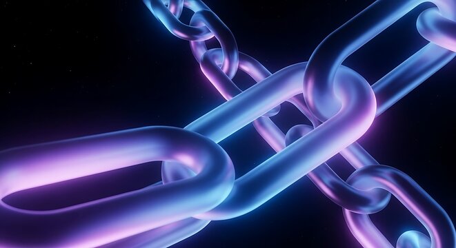 Abstract 3D blockchain structure representing secure digital data connection. - Powered by Adobe