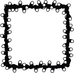 Vector whimsical holiday light string square frame silhouette illustration