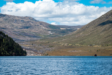The scenery of high mountains and lakes in the eastern part of the Qinghai Tibet Plateau, The Mugecuo Scenic Area in Sichuan, China