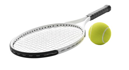 Tennis racket and ball isolated on transparent background