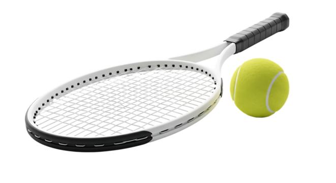 Tennis racket and ball isolated on transparent background