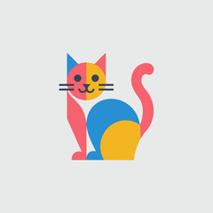 Fototapeta premium Colorful Geometric Cat Vector – Abstract Minimal Gradient Animal Logo Design