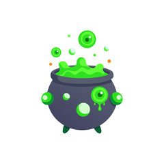 Bubbling green halloween cauldron vector illustration scalable
