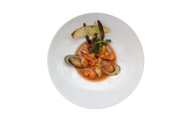 Delicious seafood meal with various ingredients