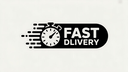 Fast delivery icon with stopwatch isolated on white background, representing express shipping, quick service, and efficient logistics for online orders