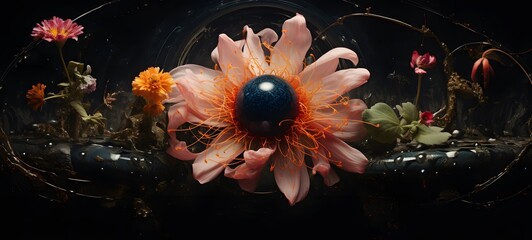 A black hole , a small creature made of glass that is sitting in the palm of your hand,generative AI