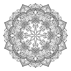 Fototapeta premium Vector abstract mandala pattern. Art on the wall. Coloring book Lace pattern The tattoo. Design for a wallpaper Paint shirt and tile Sticker Design, Decorative circle ornament in ethnic oriental style