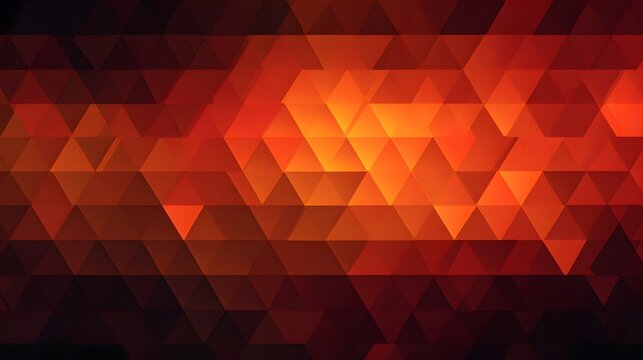 Abstract geometric pattern composed of glowing orange and dark red triangles