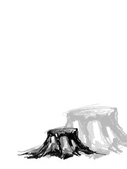 Hand drawn sketch of leftover tree with transparent background 