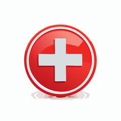 Obraz premium Red circular medical symbol with white cross isolated on white background