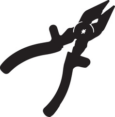 Collection of black silhouettes for machine woodworking handyman painting and cutting tools