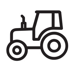 Tractor Solid Line Icon, Farming Equipment Vector Template.