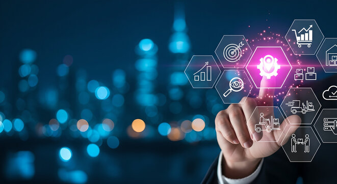 Supply Chain Logistics Technology Business Management Digital Network Copy Space - Powered by Adobe