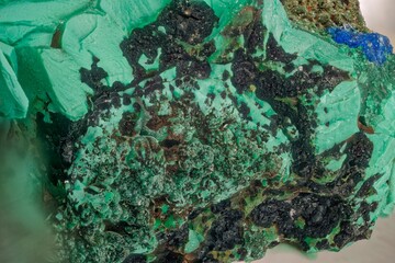 Macro azurite, malachite and limonite from Kamenushinskoe deposit, Russia— vibrant minerals with...