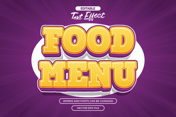 Food menu editable text effect with cartoon text style