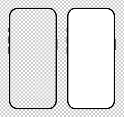 Smartphone black frames set. Gadget symbol. Signs for website design, ui, mobile app. Device flat front view. Smart phone blank, white screen templates. Mobile phone icons with empty, white background