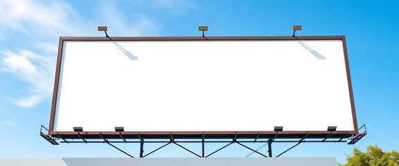 Obraz premium Vast empty billboard against a clear blue sky, cityscape, design