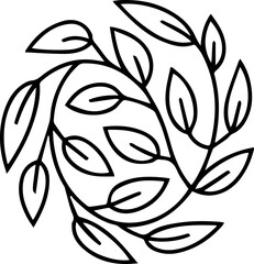 Minimal Leaf Element – Clean Black Line Art Symbol
