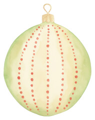 PNG Watercolor christmas bauble illustration ornament green.