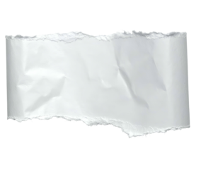 Isolated white torn paper strip with jagged edges and slight folds